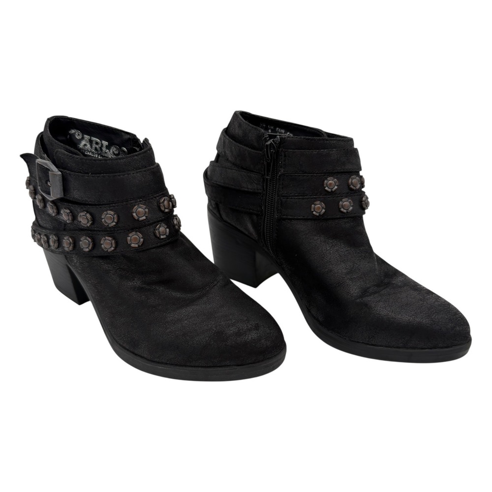 Carlos Santana Charlie Studded Ankle Boots Womens 8 Black Western Moto‎ Booties